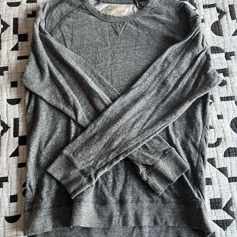 Marine Layer Men's Duofold Raglan Crewneck - Heather Grey Heather Grey Small